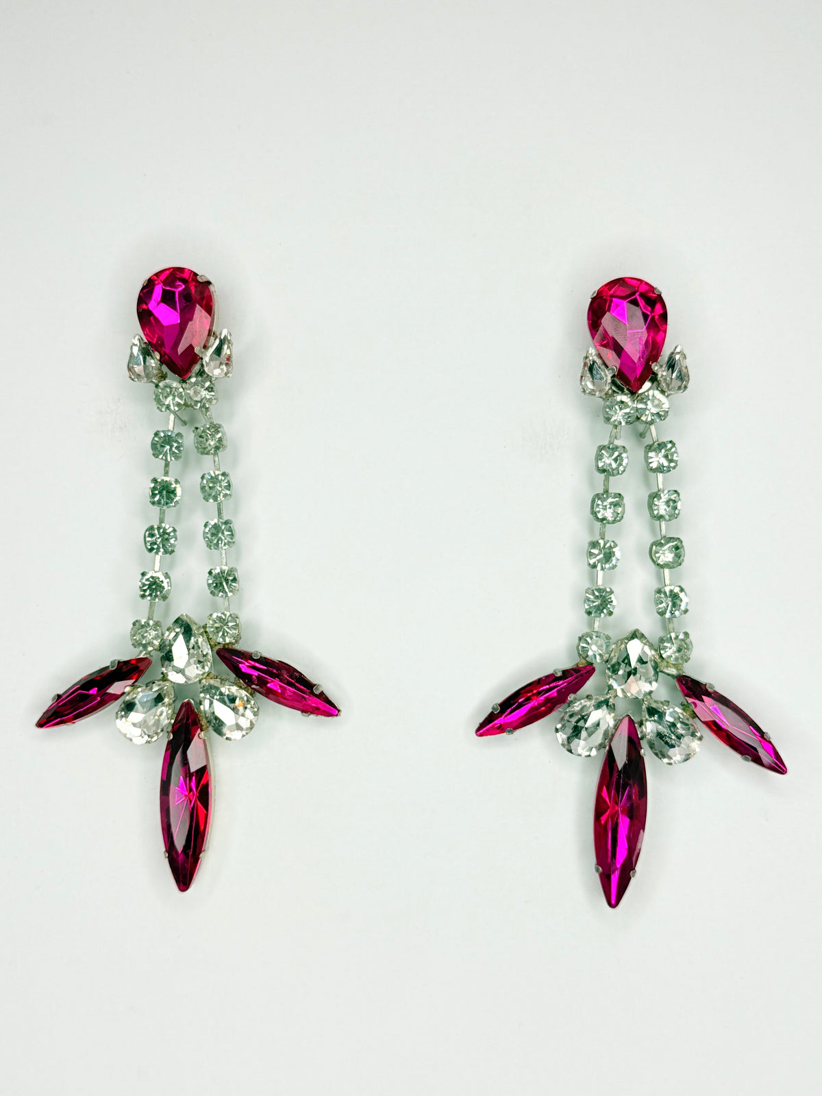 Fuchsia Pink & Clear Earrings - Medium Size