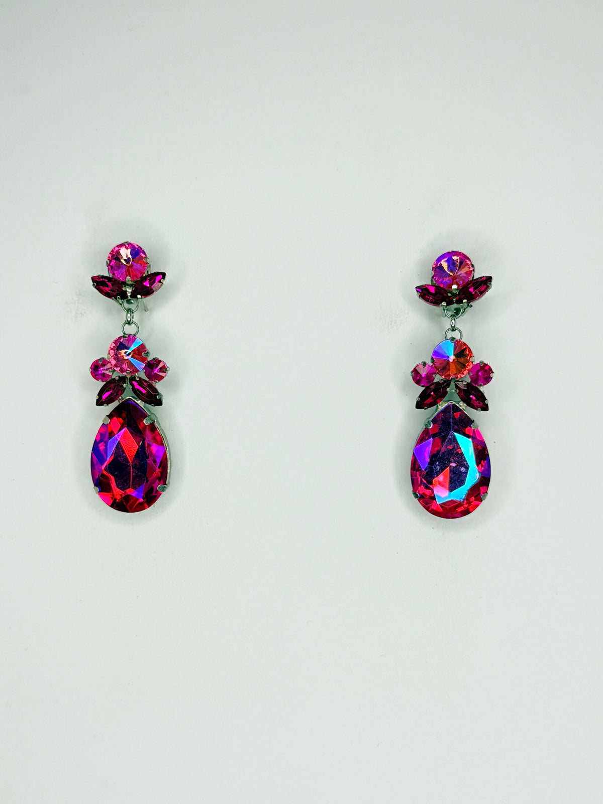 Fuchsia Pink AB Earrings - Small Cocktail Size