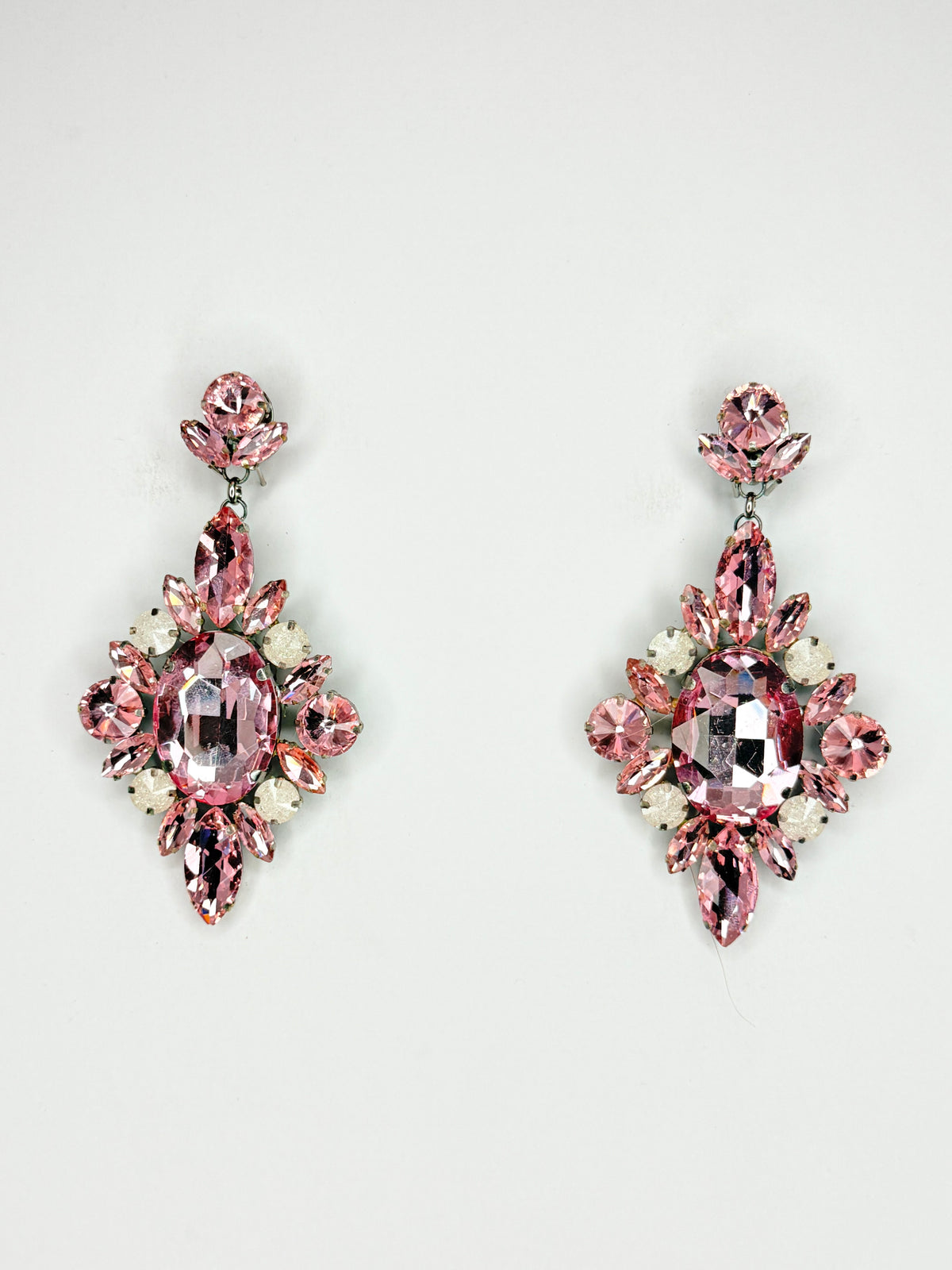 Light Pink & Shattered Glass Earrings - Medium Size