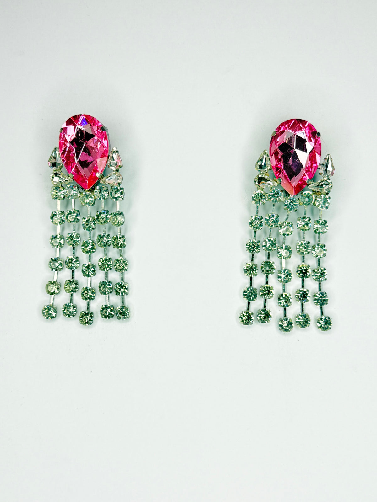 Rose Pink & Clear Earrings - Medium Size