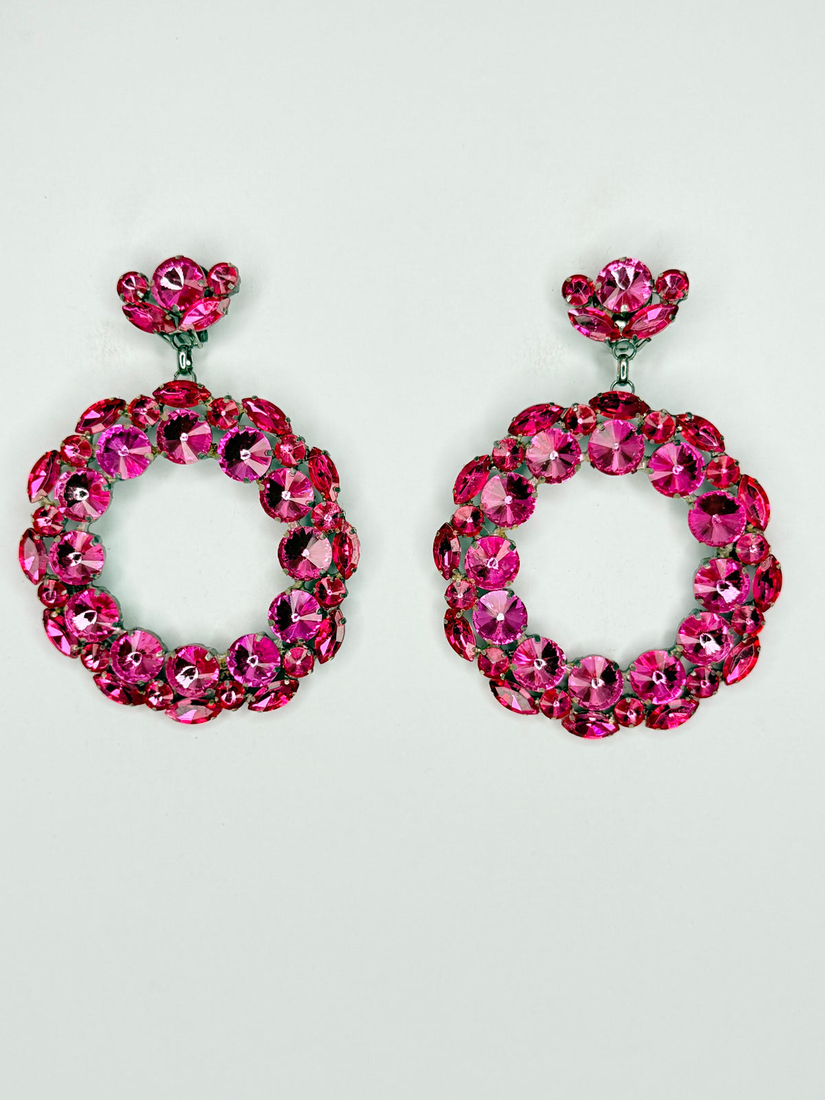Rose Pink Hoop Earrings - Large Size