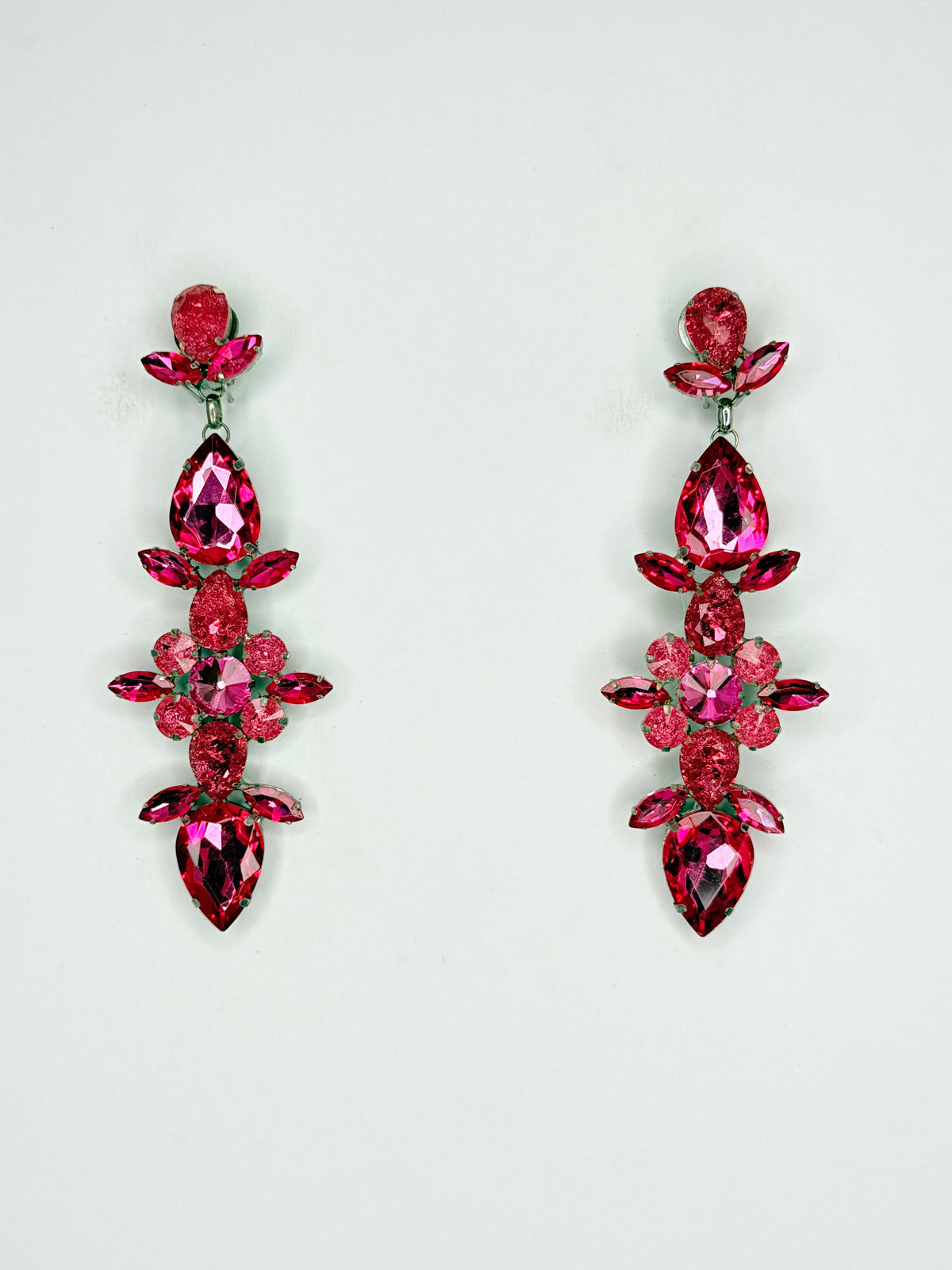 Rose Pink & Shattered Glass Earrings - Medium Size