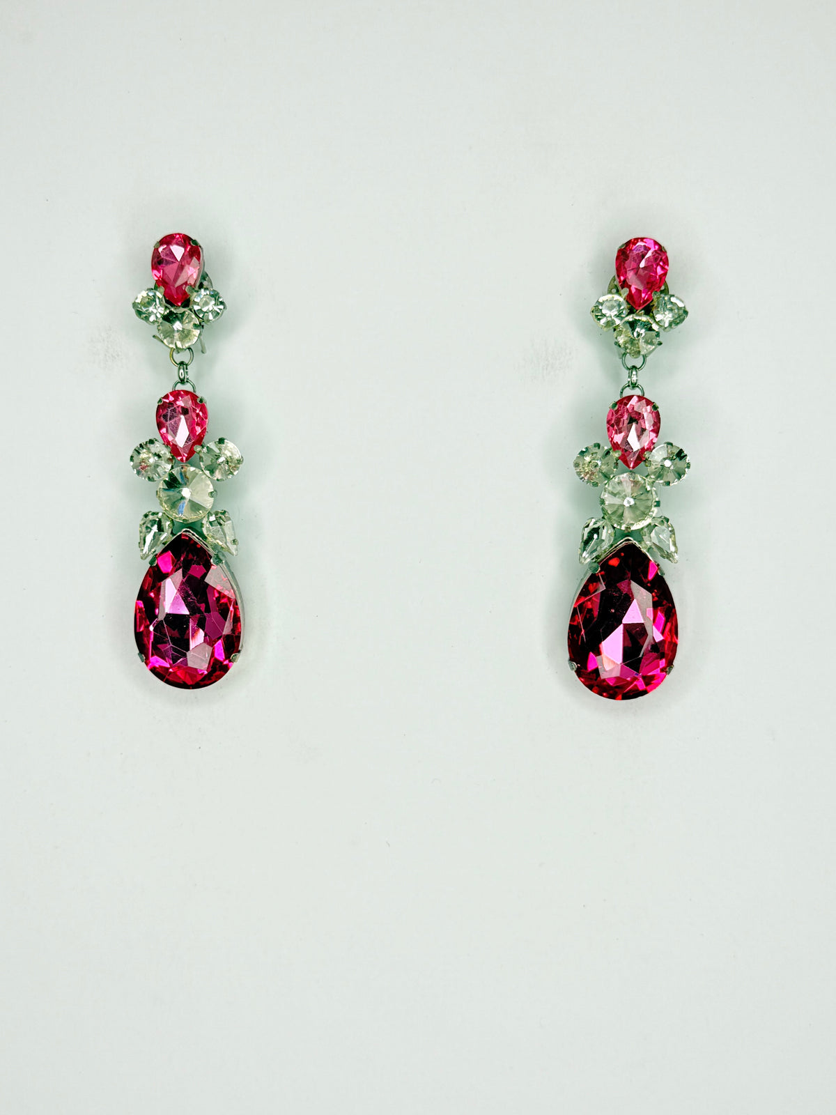 Rose Pink & Clear Earrings - Small - Medium Size