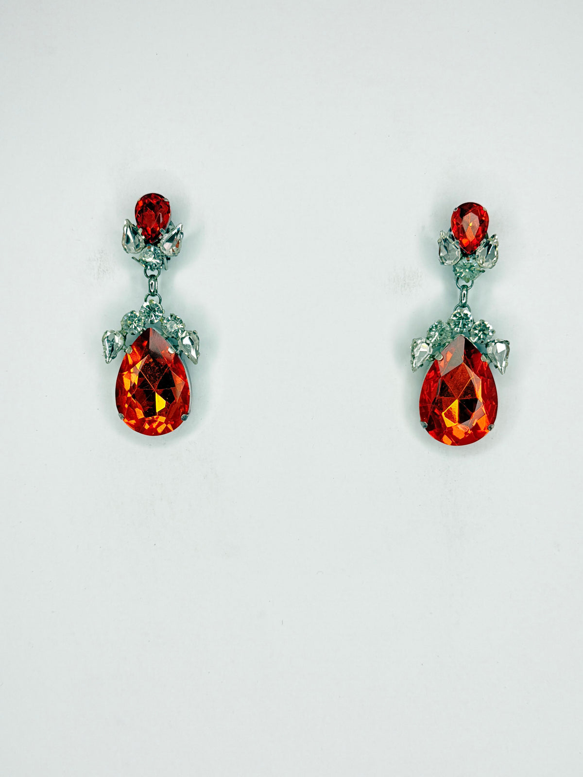 Orange & Clear Earrings - Small Cocktail Size