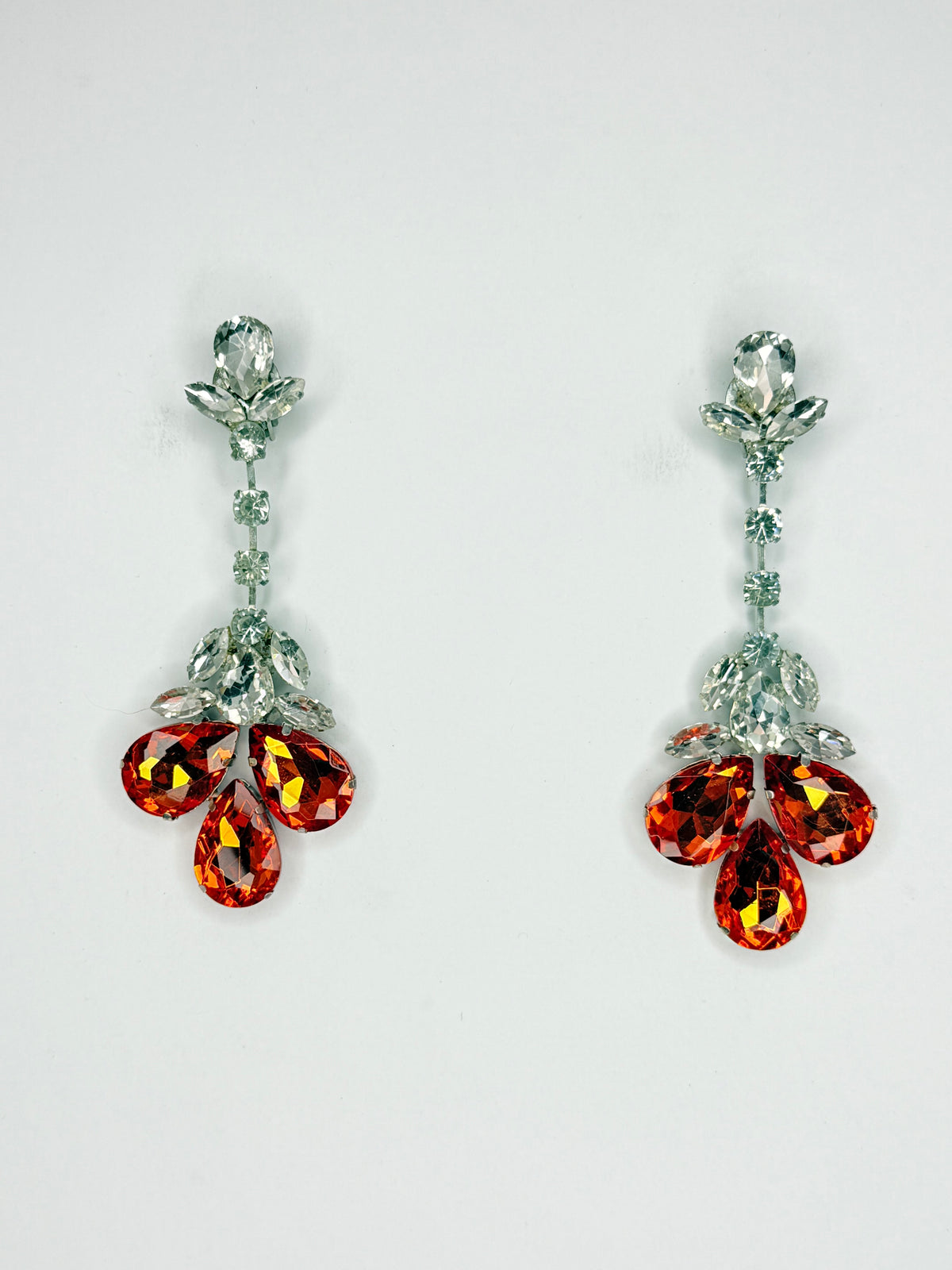 Orange & Clear Earrings - Medium Size