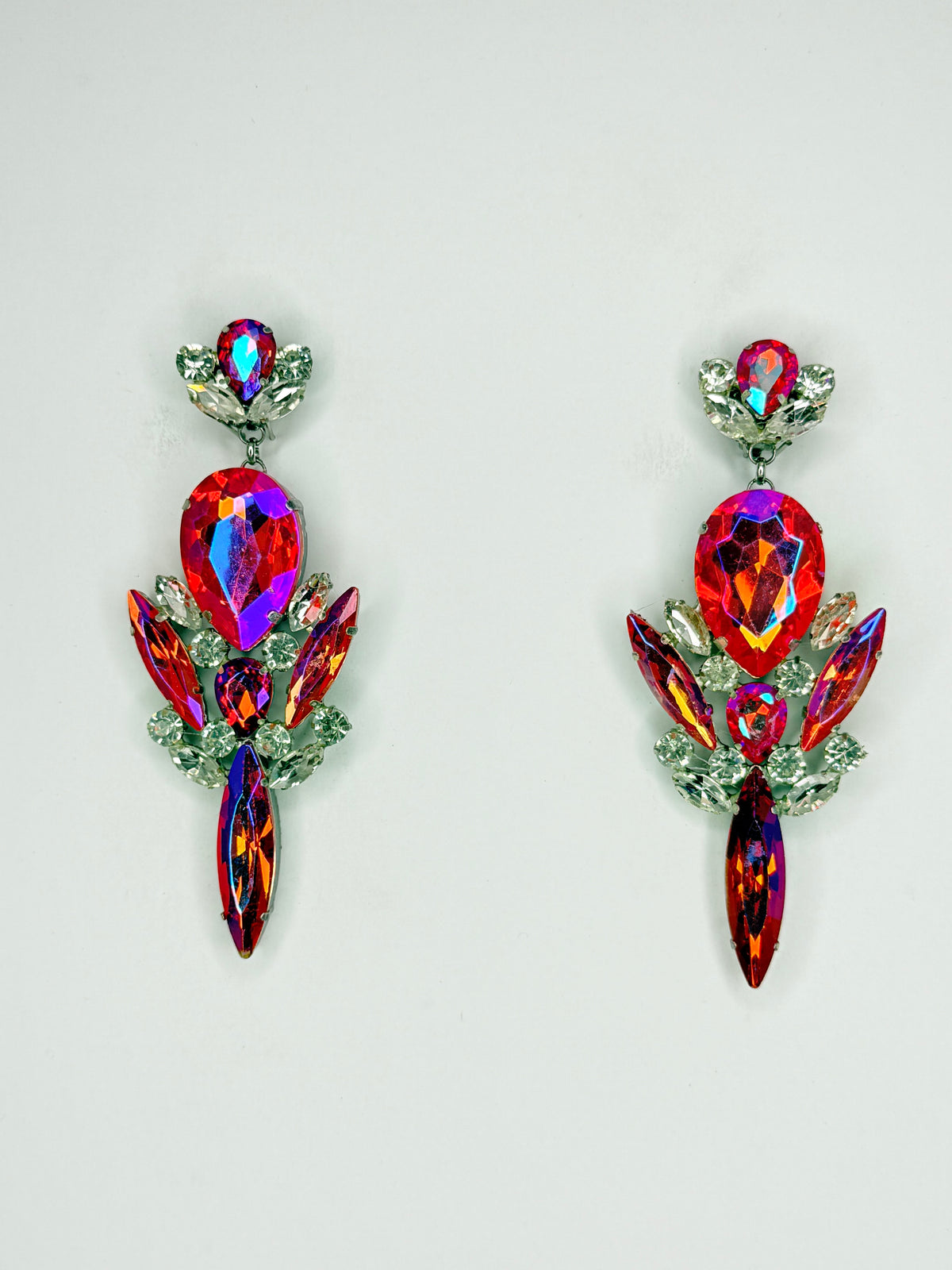 Orange AB & Clear Earrings - Large Size
