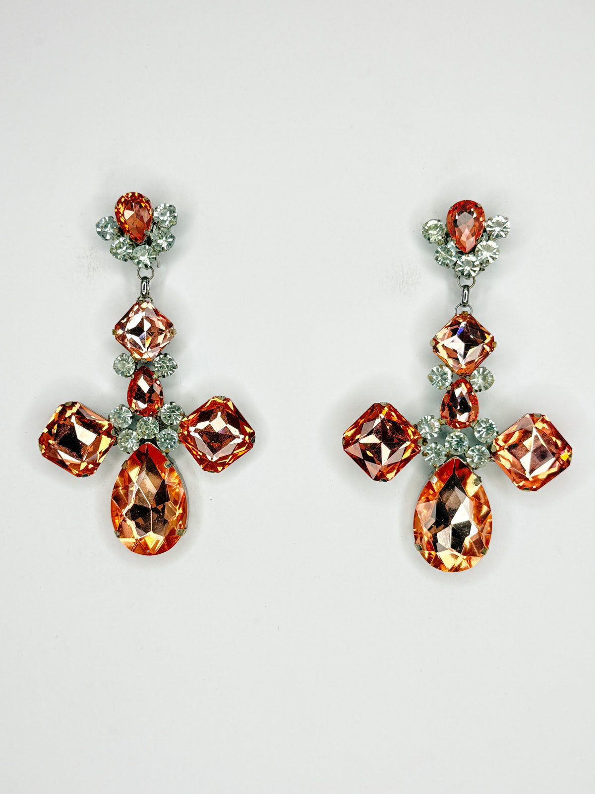 Peach & Clear Earrings - Medium Size