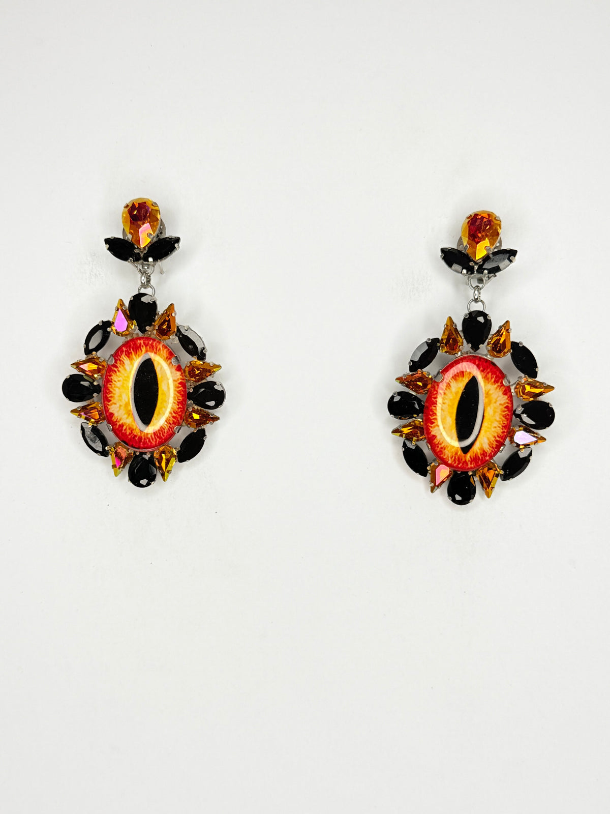 Bronzed Orange Eyeball Earrings - Medium Size