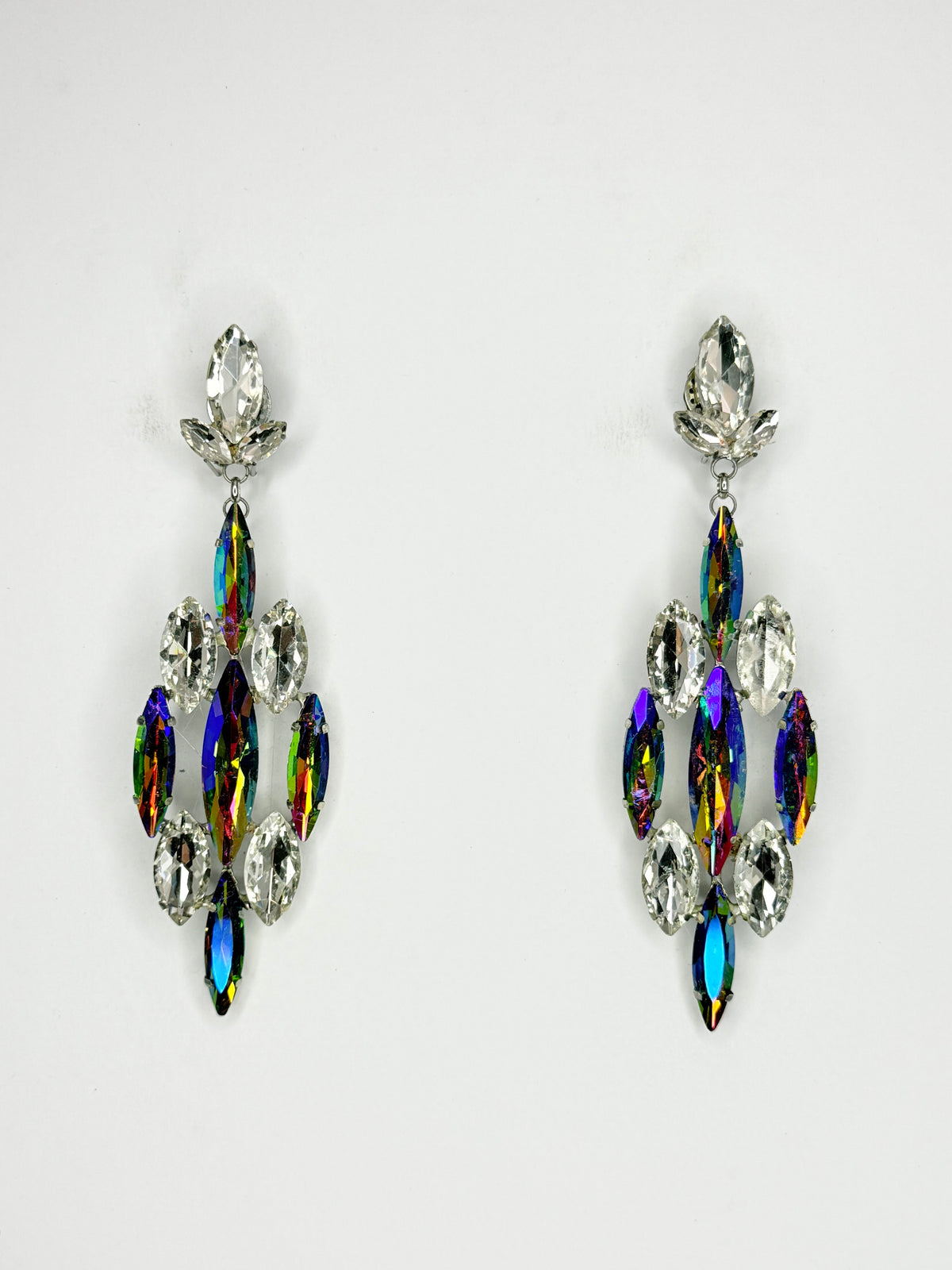Rainbow AB & Clear Earrings - Medium - Large Size