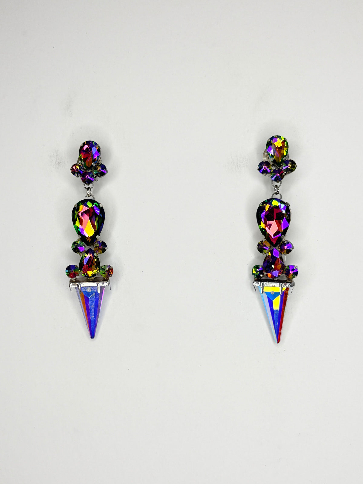 Rainbow AB & AB Spike Earrings - Medium Size