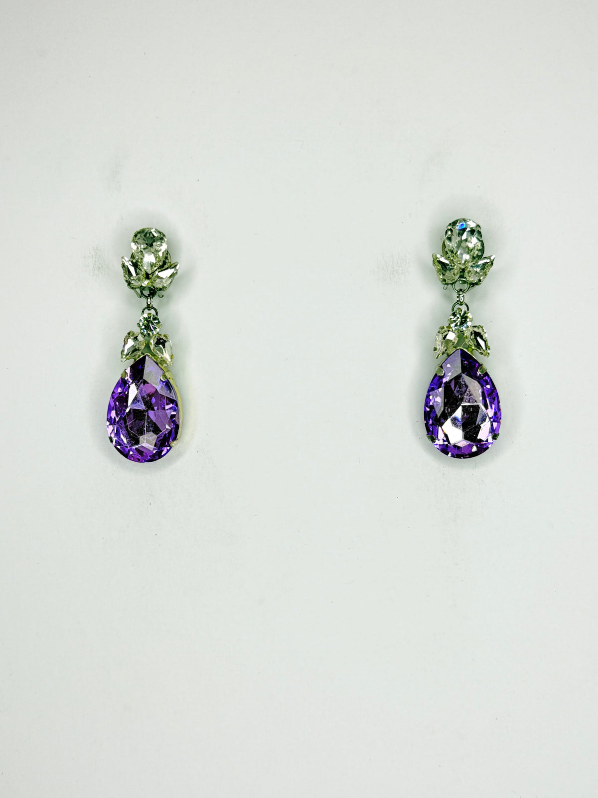 Violet & Clear Earrings - Small Cocktail Size