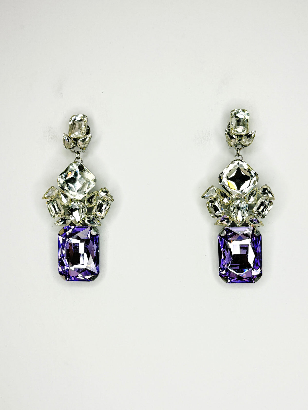 Violet & Clear Earrings - Medium Size