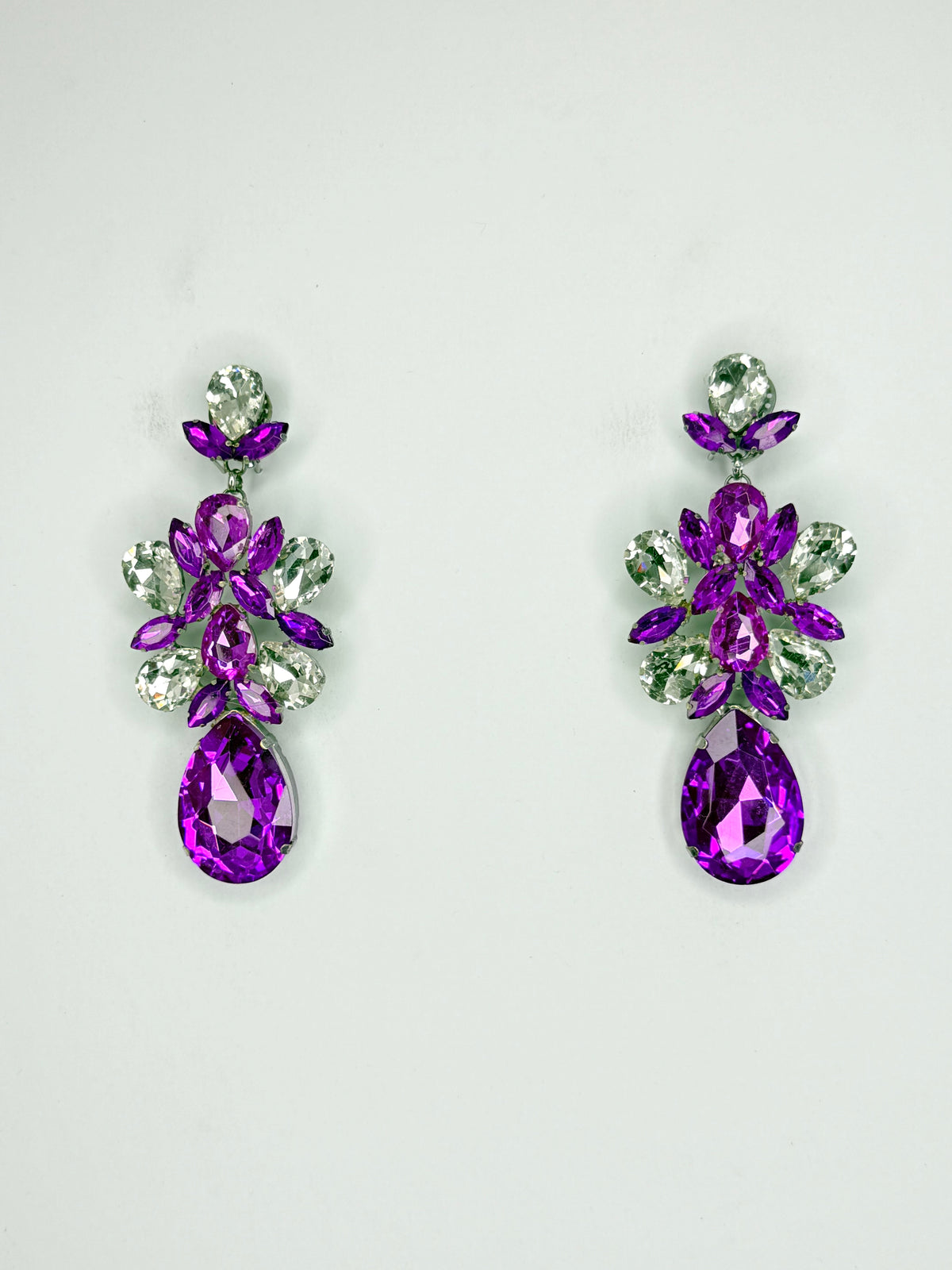 Purple & Clear Earrings - Medium Size