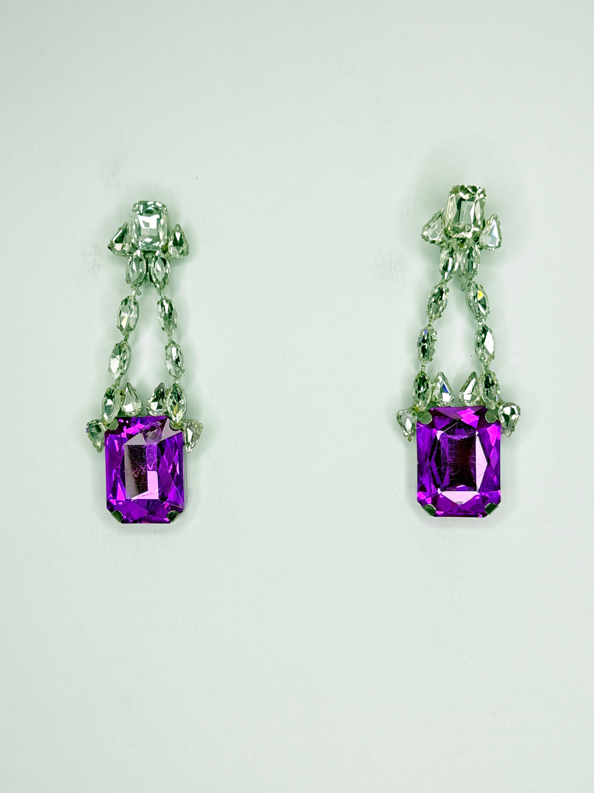 Purple & Clear Earrings - Medium Size
