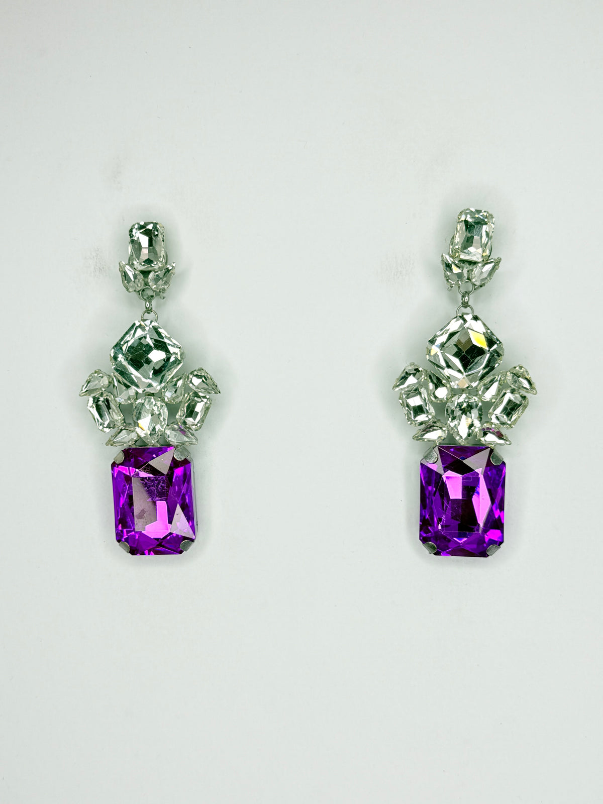 Purple & Clear Earrings - Medium Size
