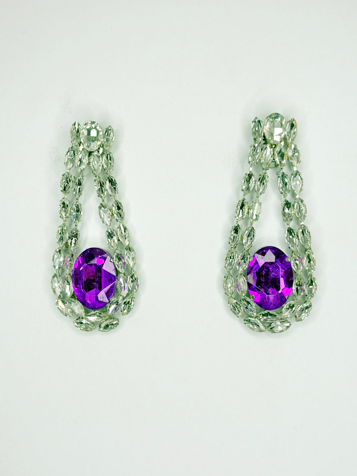 Purple & Clear Earrings - Large Size