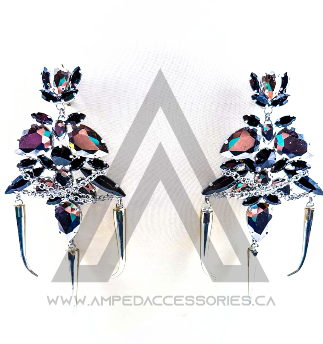 Large Spikes & Chains Earrings