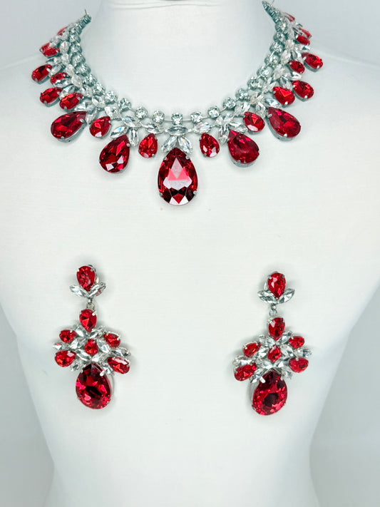 Red & Clear Necklace Set