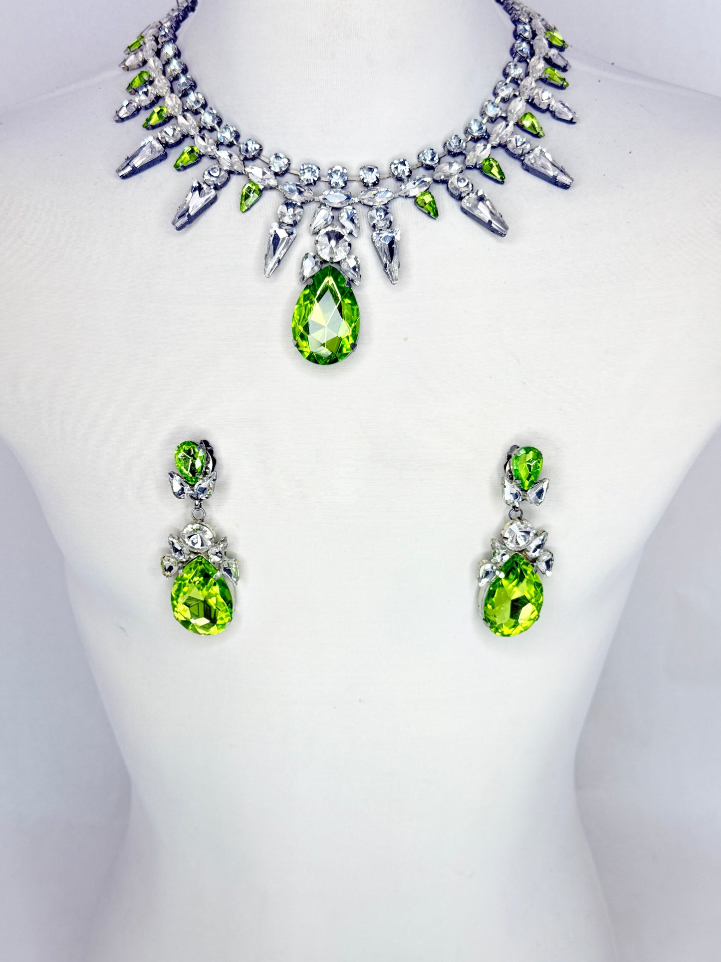 Lime Green & Clear Necklace Set