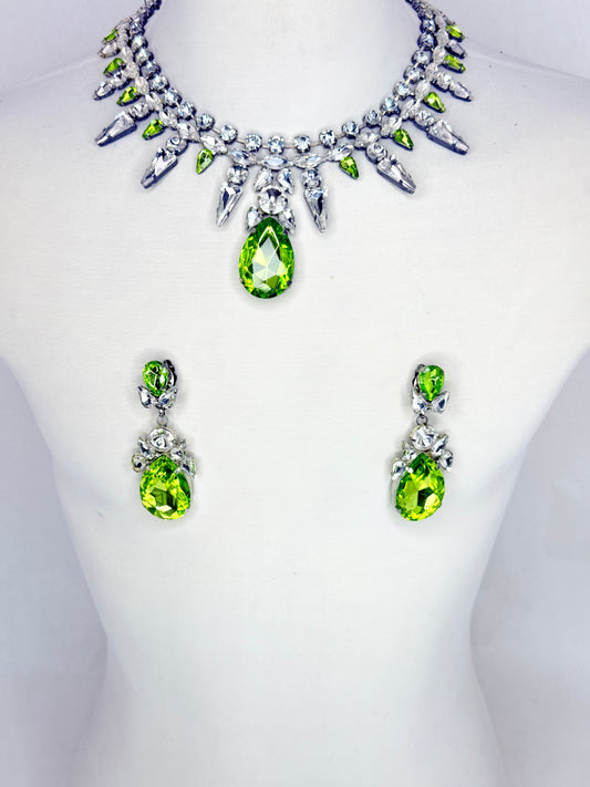 Lime Green & Clear Necklace Set