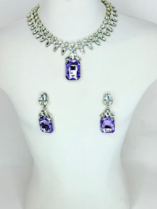 Light Purple & Clear Necklace Set