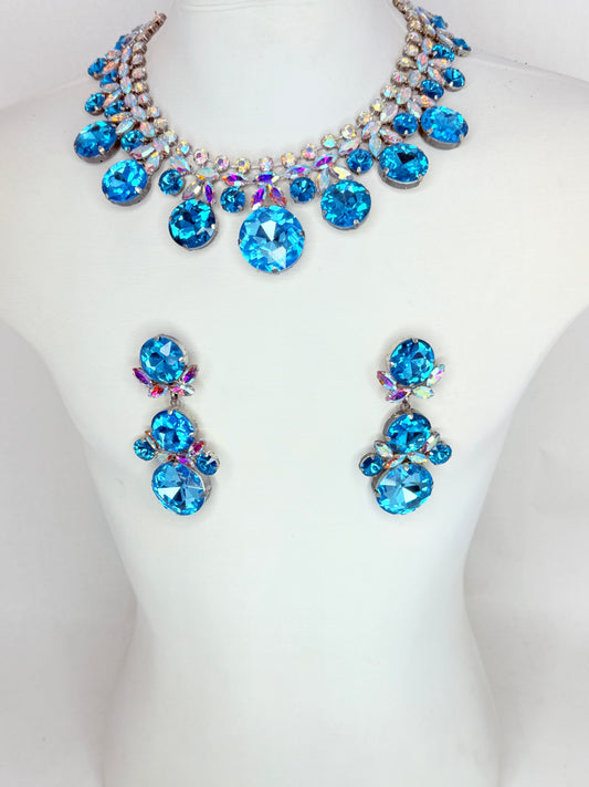 Aqua & AB Necklace Set