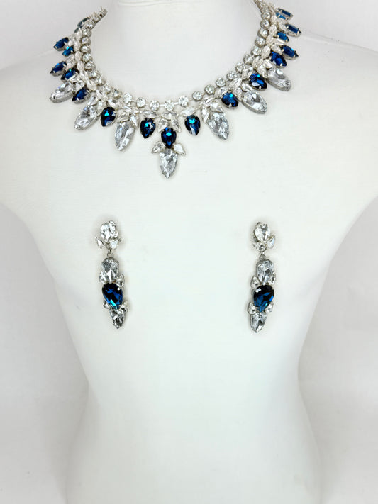 Blue Zircon & Clear Necklace Set