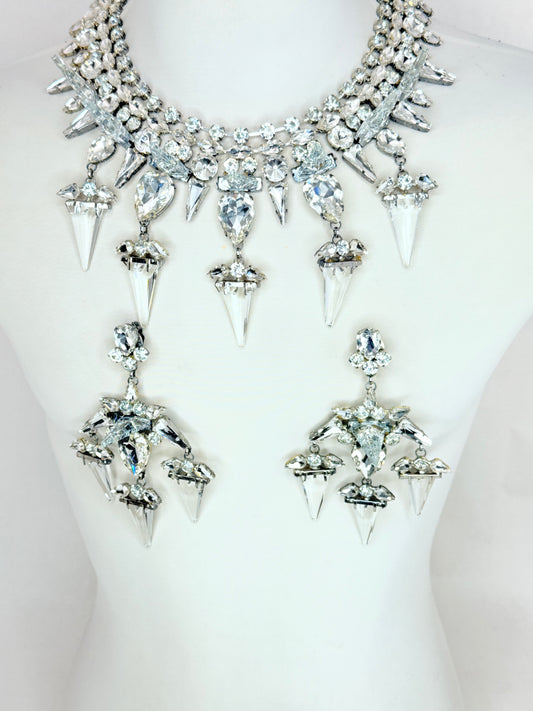 Clear & Crystal Spike Necklace Set
