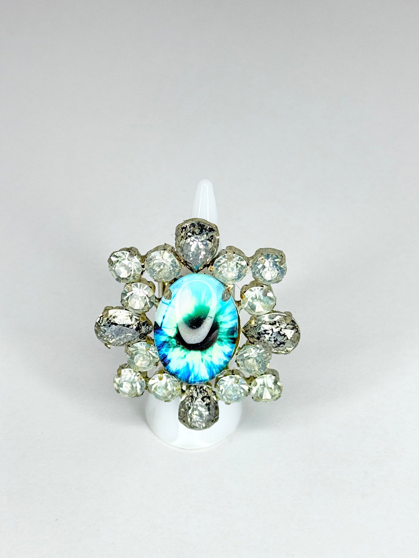 Aqua Blue Eye Ball Ring