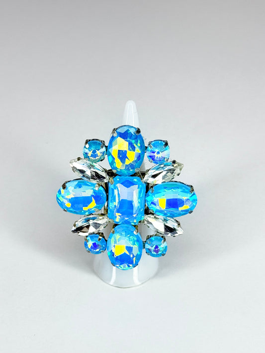 Aqua Blue Mocha AB & Clear Ring