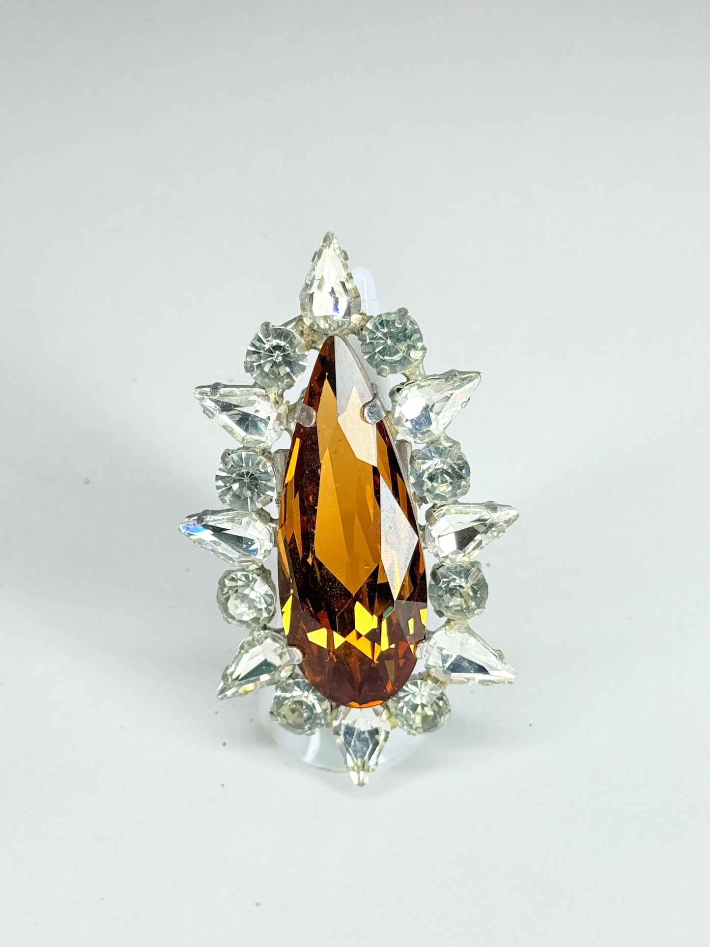 Brown & Clear Stiletto Ring