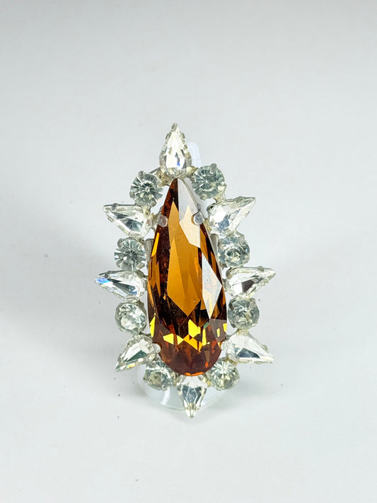 Brown & Clear Stiletto Ring
