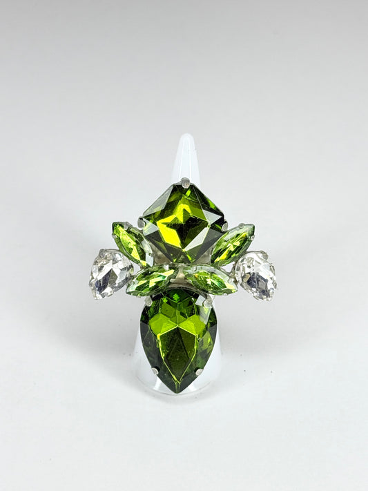 Olive Green & Clear Ring