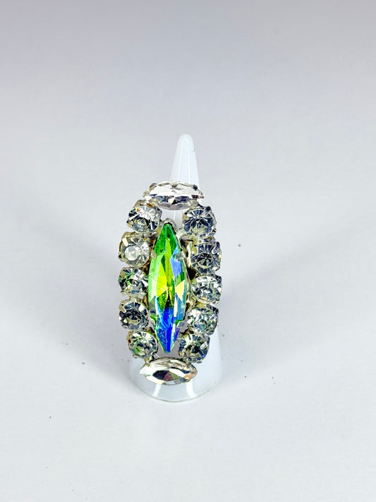 Peridot Green AB & Clear Ring