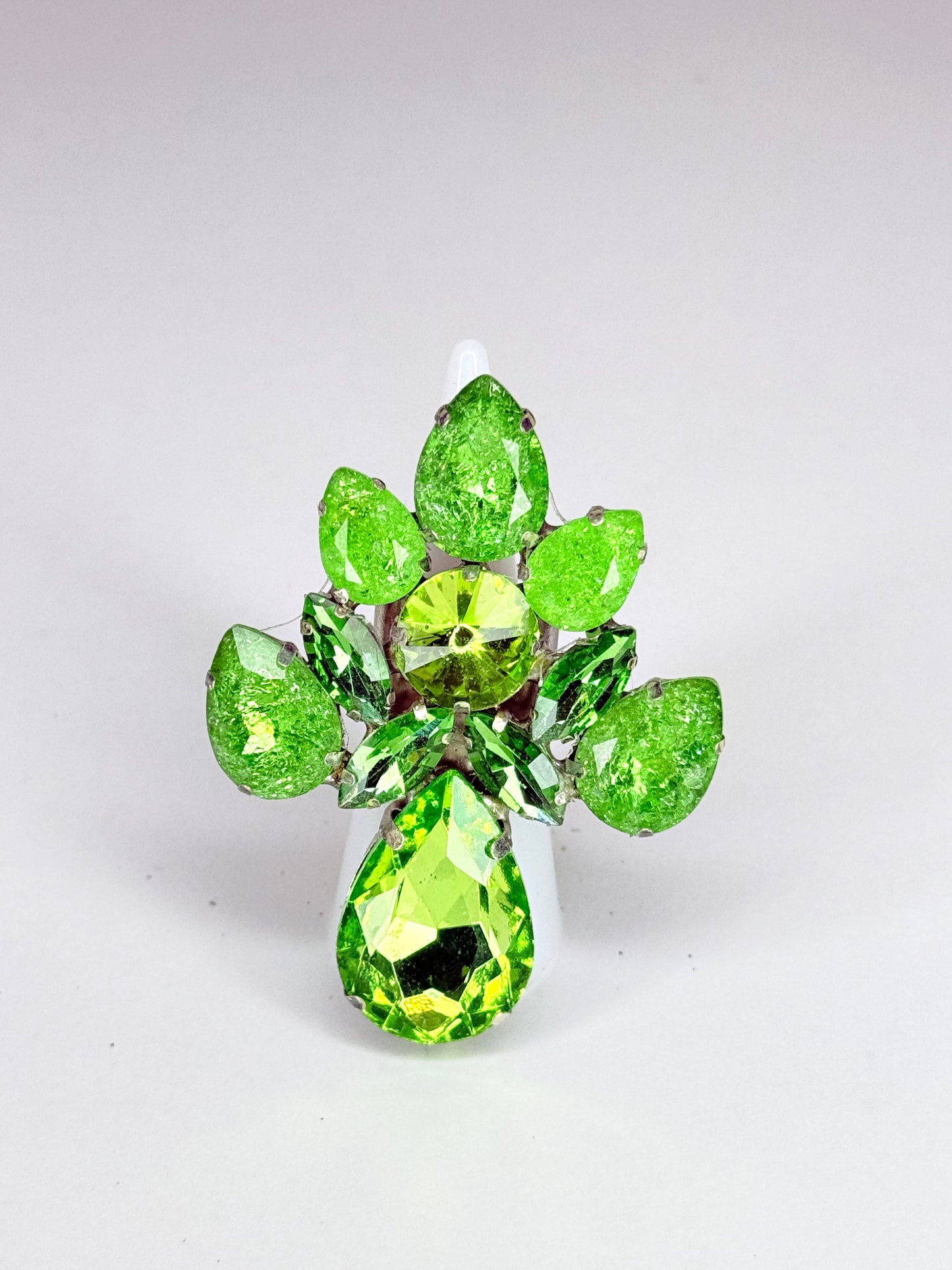 Lime Green & Shattered Glass Ring