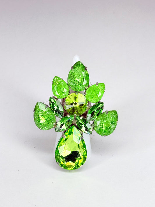Lime Green & Shattered Glass Ring