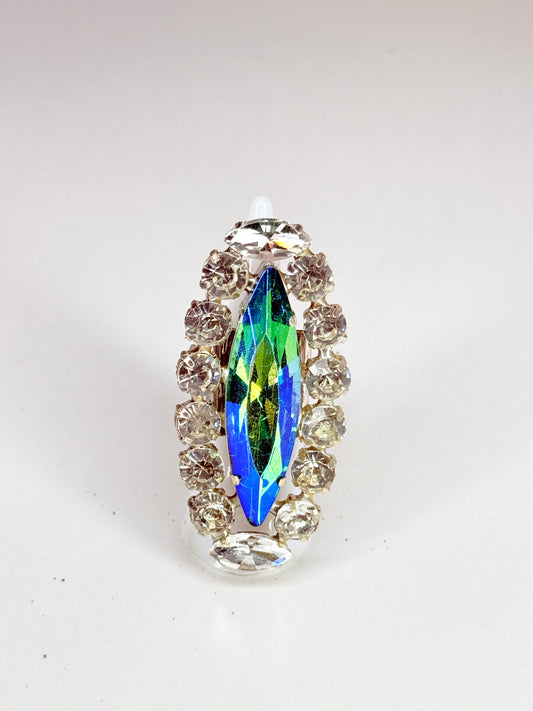 Green Zircon AB & Clear Ring