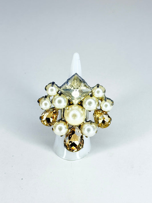 Smoked Topaz & Pearl Ring