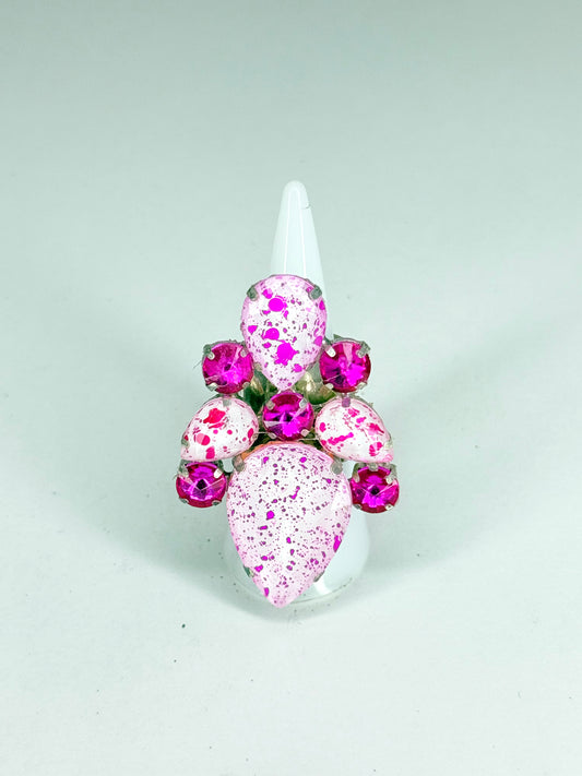 Fuchsia & Eggshell Ring