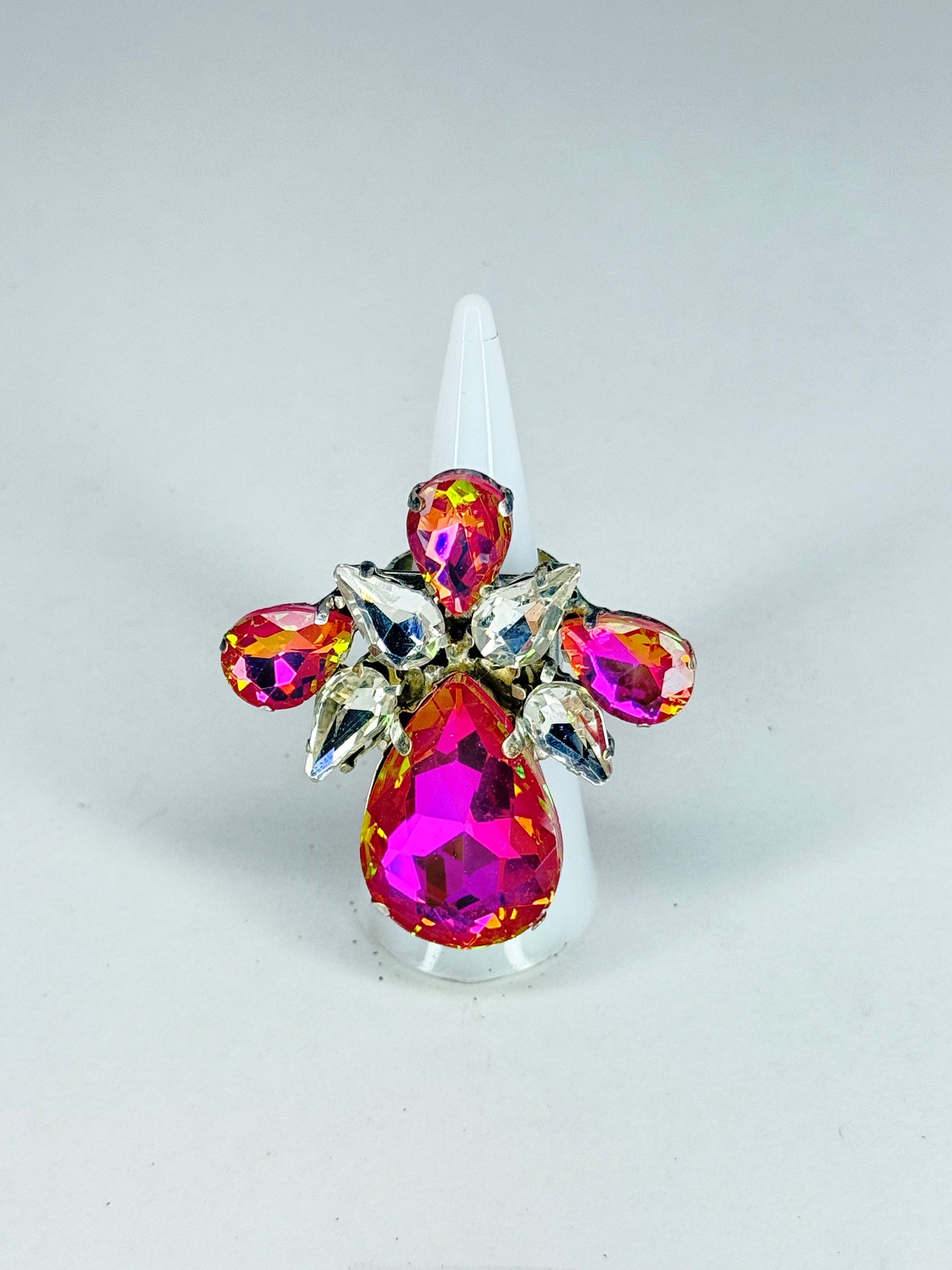 Metallic Rose Pink & Clear Ring