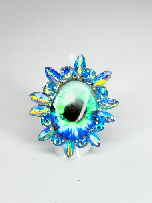 Aqua Blue Eyeball Ring