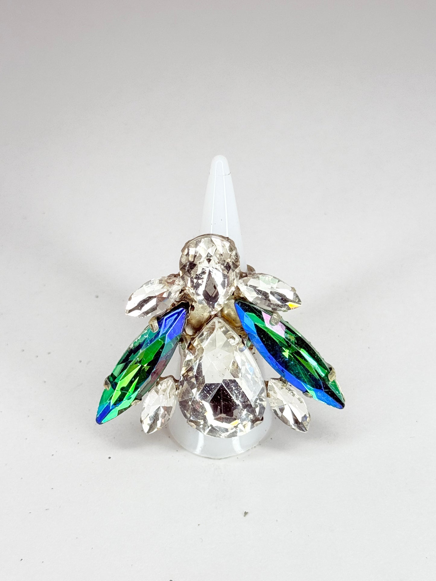 Green Zircon AB & Clear Ring