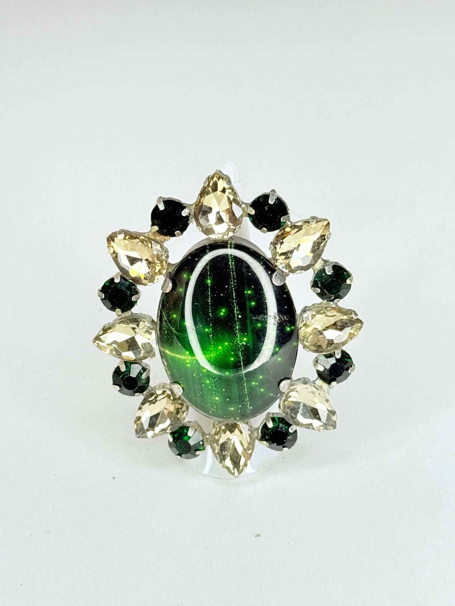 Emerald Green & Smoked Topaz Cameo Ring