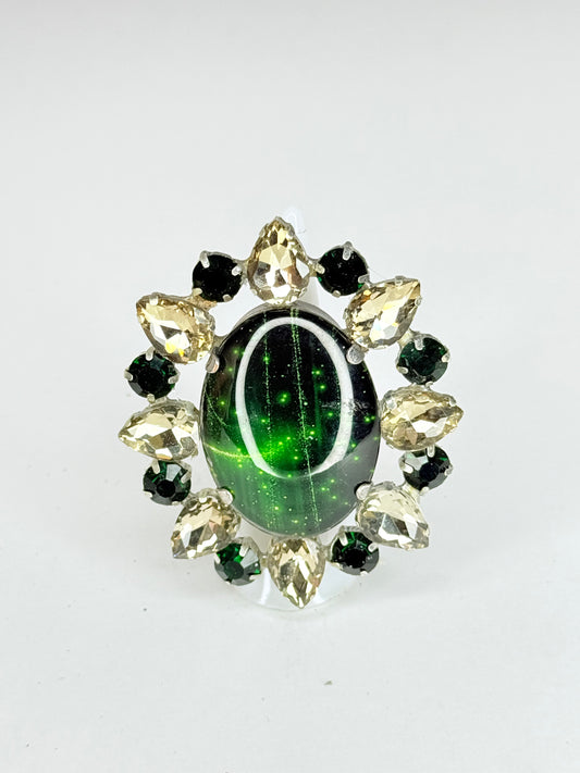 Emerald Green & Smoked Topaz Cameo Ring