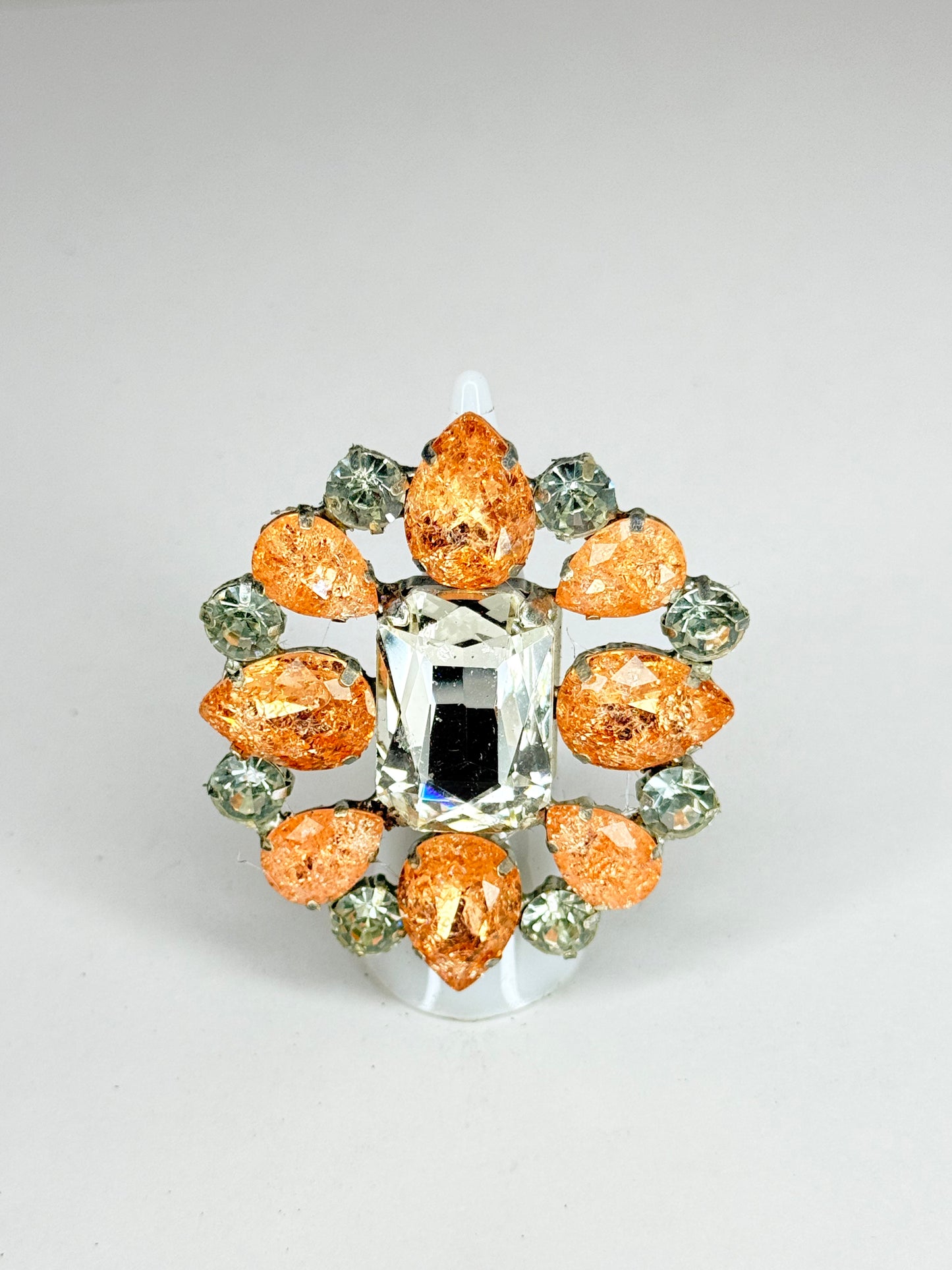 Peach Shattered Glass & Clear Ring