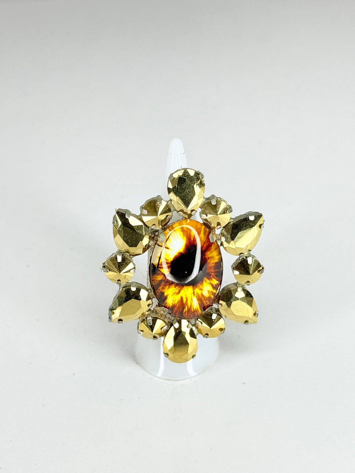 Gold & Brown Eyeball Ring
