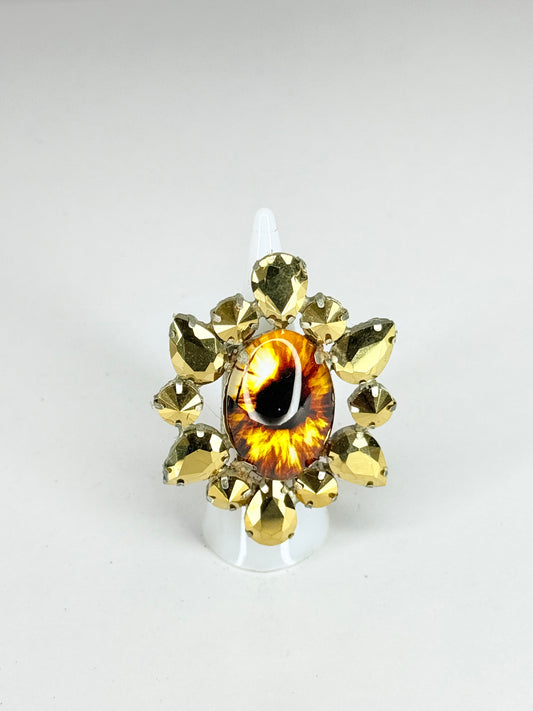Gold & Brown Eyeball Ring