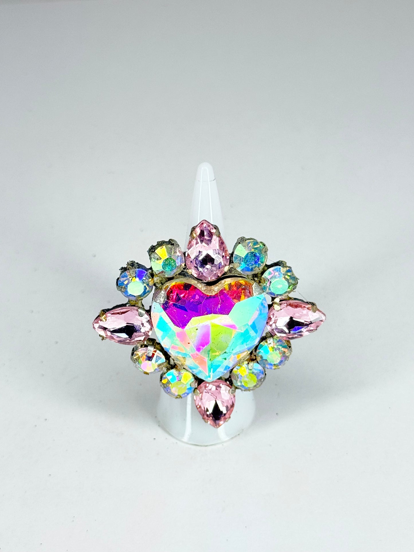 AB & Light Pink Heart Ring