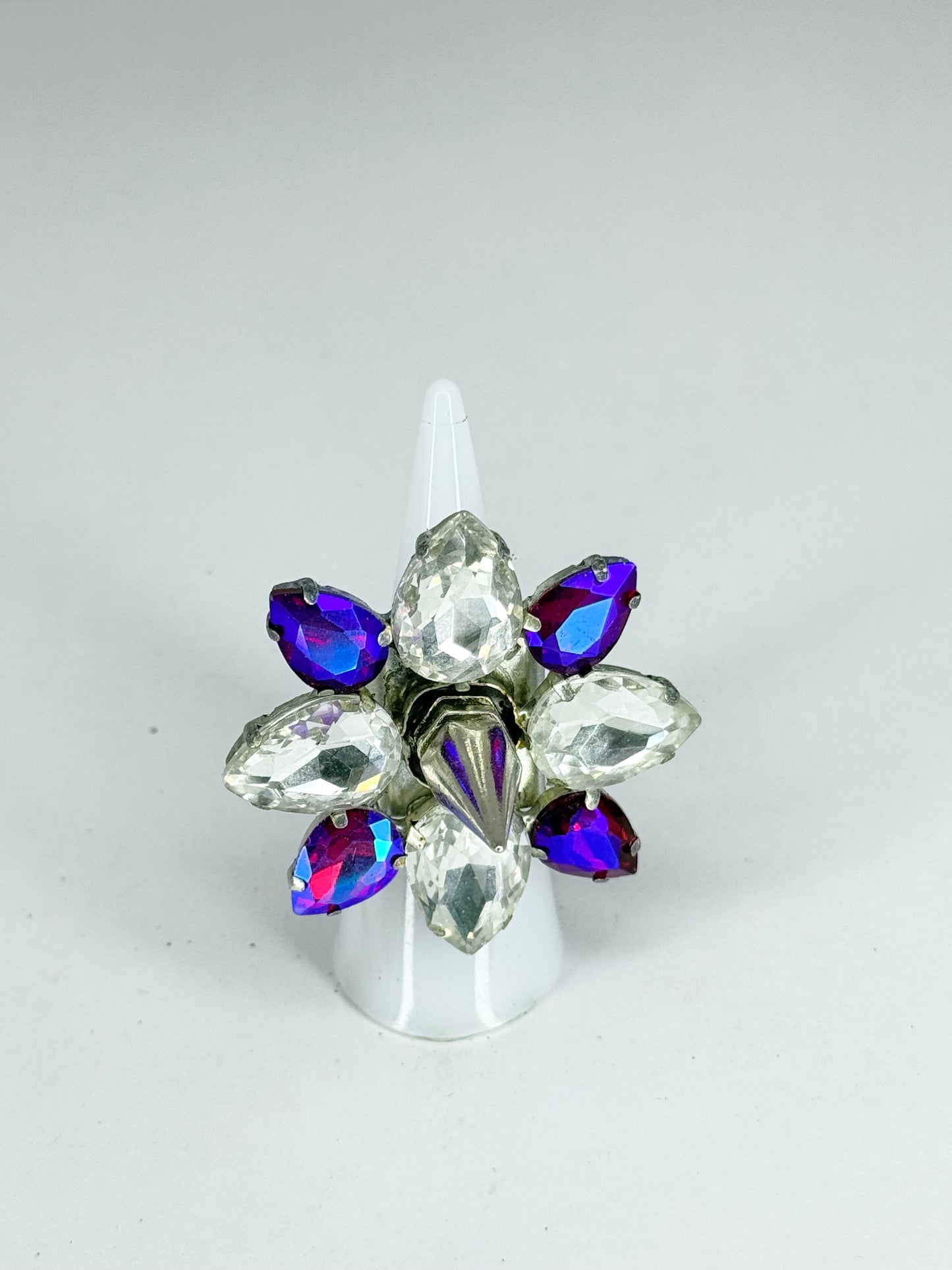 Red AB & Clear Spike Ring
