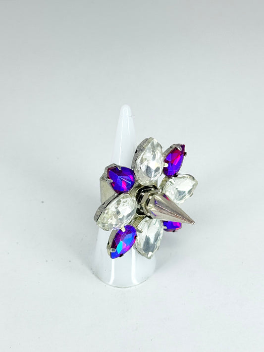 Red AB & Clear Spike Ring